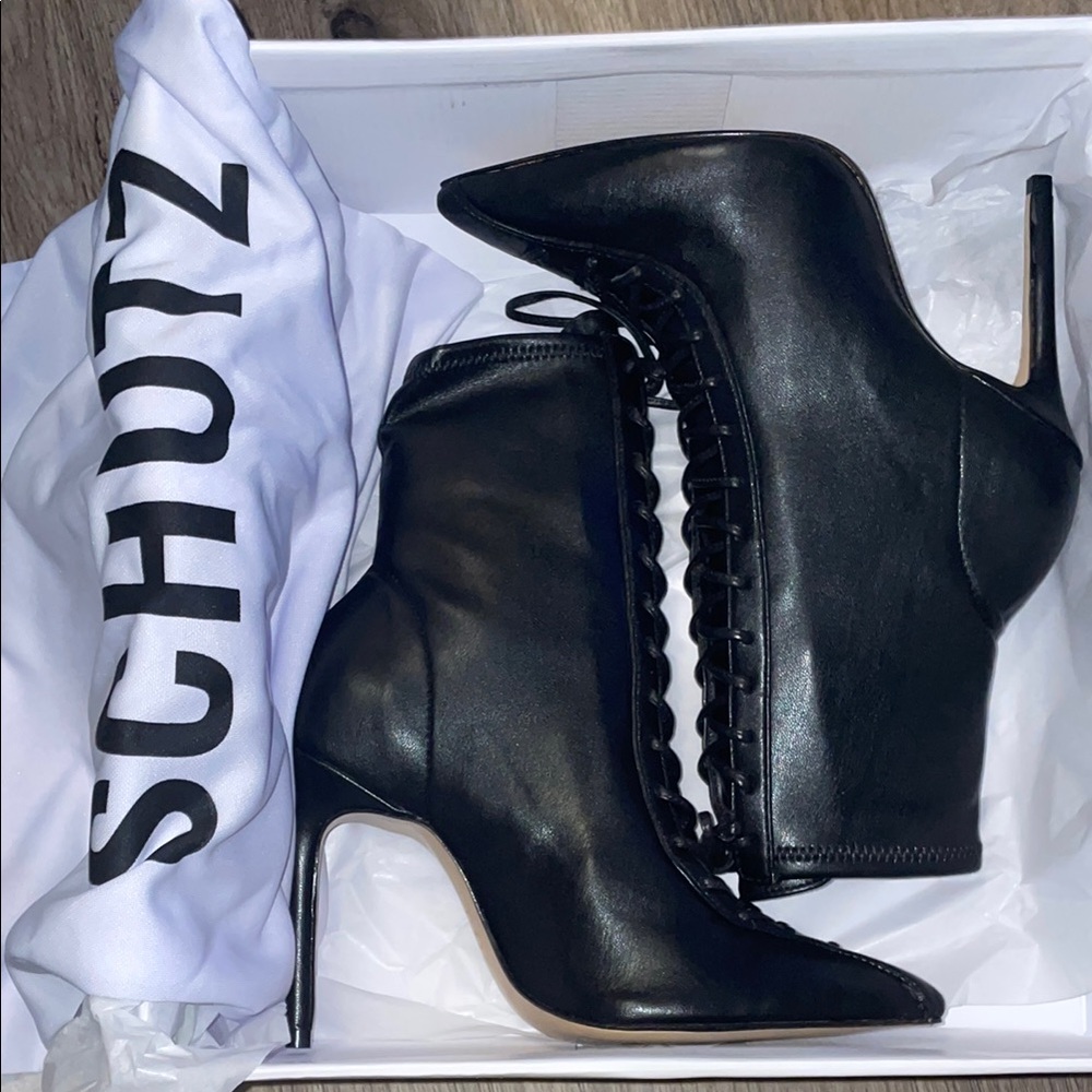 SCHUTZ Black Ankle Booties with Stiletto Heel - Picture 7 of 7